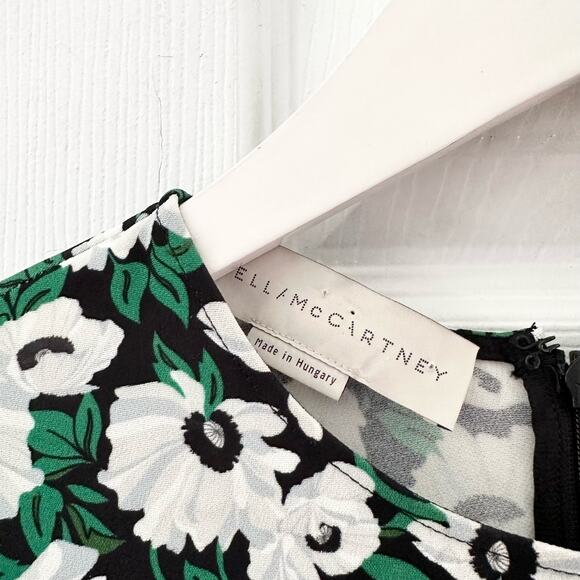 Stella McCartney Green White Petra Floral Print Dress Fit Flare 36 0/2 XS - Picture 8 of 14